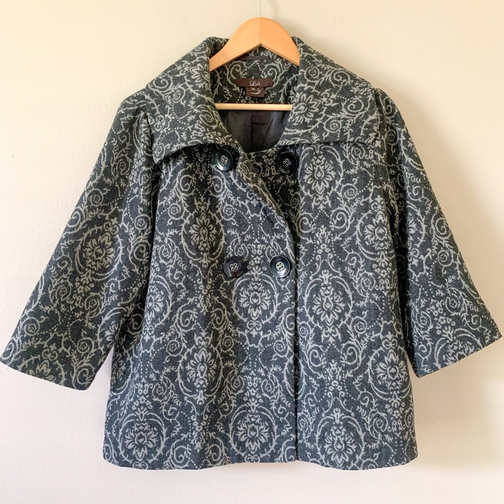 Luii (Anthropologie) Wool Damask Pea Coat